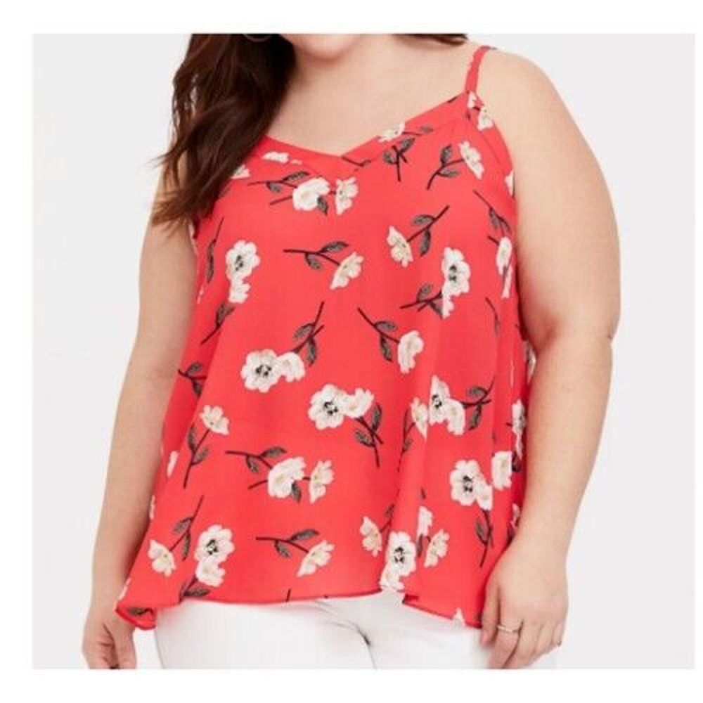 TORRID Womens Size 5 5X Sophie Georgette Swing Cami Floral V Neck Adjustable